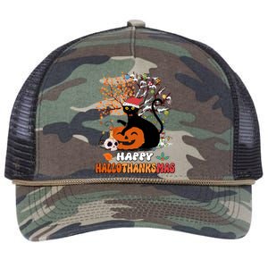 Halloween Thanksgiving Xmas Cat Hallothanksmas Gift Retro Rope Trucker Hat Cap