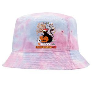 Halloween Thanksgiving Xmas Cat Hallothanksmas Gift Tie-Dyed Bucket Hat