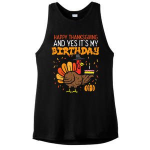 Happy Thanksgiving Yes Its My Birthday Turkey Ladies PosiCharge Tri-Blend Wicking Tank