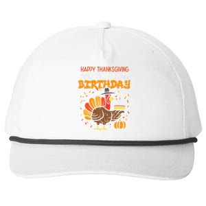 Happy Thanksgiving Yes Its My Birthday Turkey Snapback Five-Panel Rope Hat