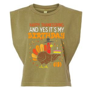 Happy Thanksgiving Yes Its My Birthday Turkey Garment-Dyed Women's Muscle Tee