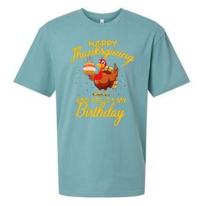 Happy Thanksgiving Yes Its My Birthday Turkey Funny Bday Sueded Cloud Jersey T-Shirt