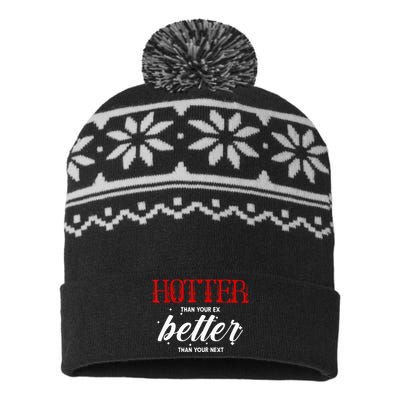 Hotter Than Your Ex Better Than Your Next Funny Boyfriend USA-Made Snowflake Beanie