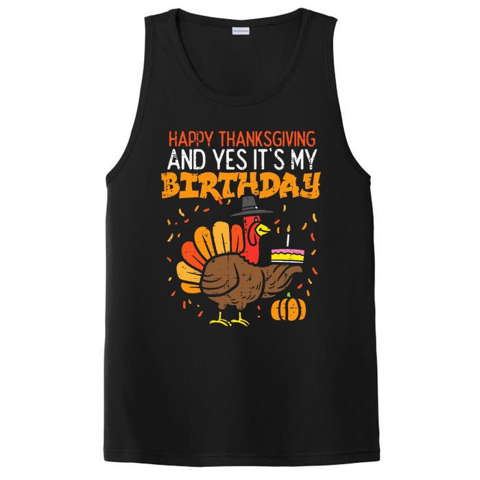 Happy Thanksgiving Yes Its My Birthday Turkey PosiCharge Competitor Tank