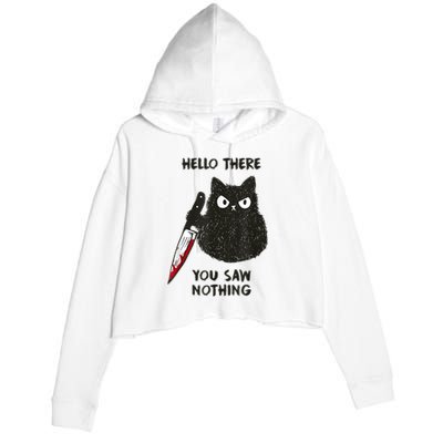 Hello There You Saw Nothing Funny Cat Gift Crop Fleece Hoodie