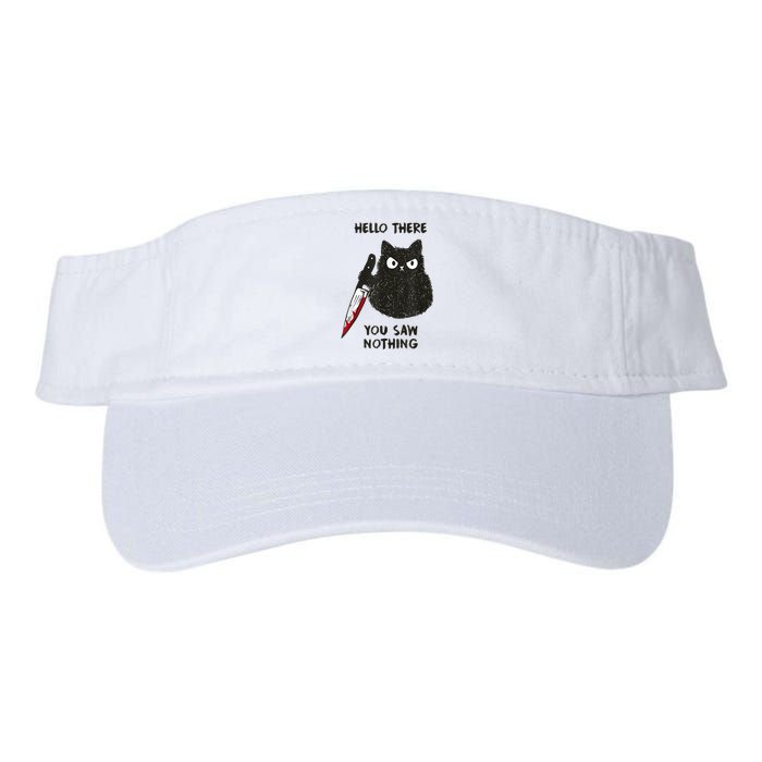 Hello There You Saw Nothing Funny Cat Gift Valucap Bio-Washed Visor