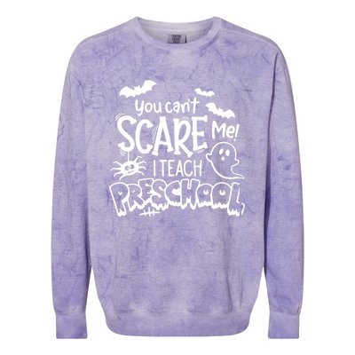 Halloween Teacher You Cant Scare Me I Teach Preschool Boo Colorblast Crewneck Sweatshirt