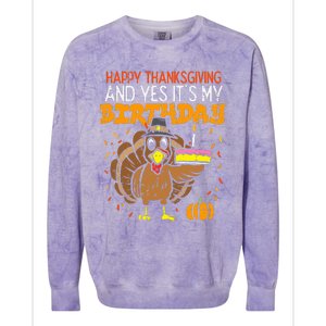 Happy Thanksgiving Yes Its My Birthday Turkey Colorblast Crewneck Sweatshirt