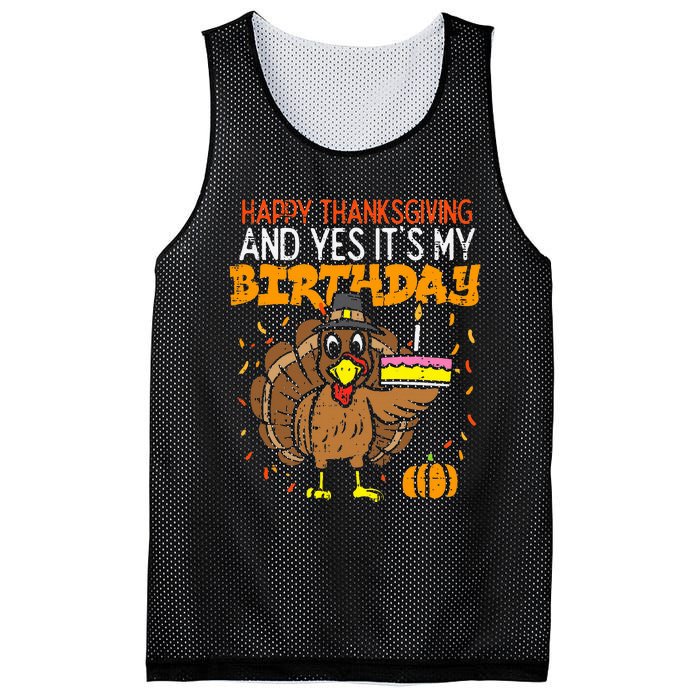 Happy Thanksgiving Yes Its My Birthday Turkey Mesh Reversible Basketball Jersey Tank