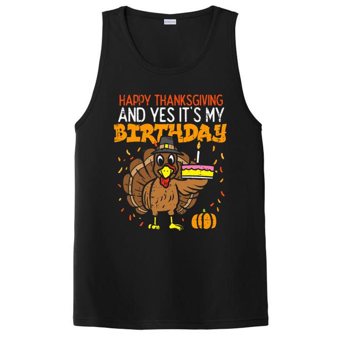 Happy Thanksgiving Yes Its My Birthday Turkey PosiCharge Competitor Tank