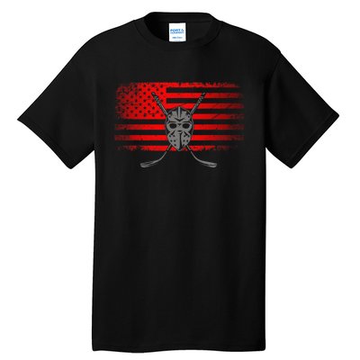 Hockey USA American Flag Patriotic Hockey Player Tall T-Shirt