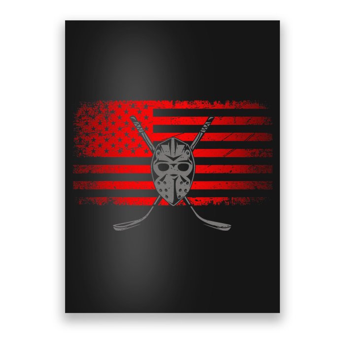 Hockey USA American Flag Patriotic Hockey Player Poster