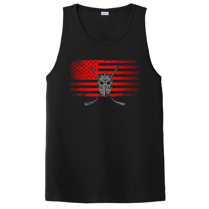 Hockey USA American Flag Patriotic Hockey Player PosiCharge Competitor Tank