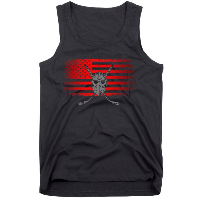 Hockey USA American Flag Patriotic Hockey Player Tank Top