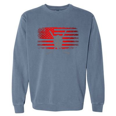 Hockey USA American Flag Patriotic Hockey Player Garment-Dyed Sweatshirt