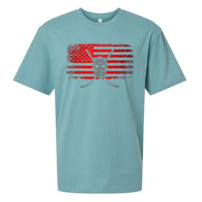 Hockey USA American Flag Patriotic Hockey Player Sueded Cloud Jersey T-Shirt