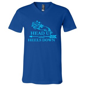 Head Up And Heels Down Horse Lover Horseback Gift Great Gift V-Neck T-Shirt