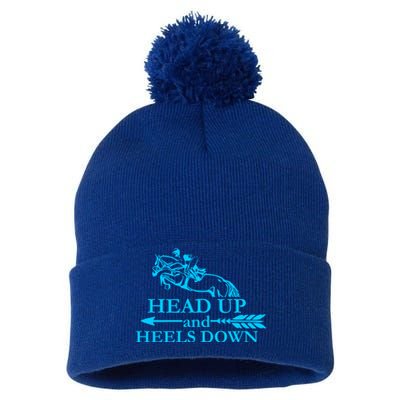 Head Up And Heels Down Horse Lover Horseback Gift Great Gift Pom Pom 12in Knit Beanie