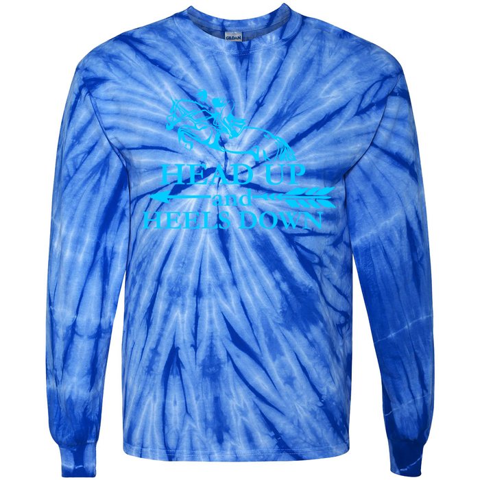 Head Up And Heels Down Horse Lover Horseback Gift Great Gift Tie-Dye Long Sleeve Shirt