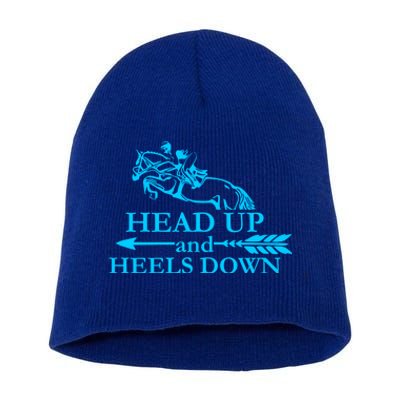 Head Up And Heels Down Horse Lover Horseback Gift Great Gift Short Acrylic Beanie