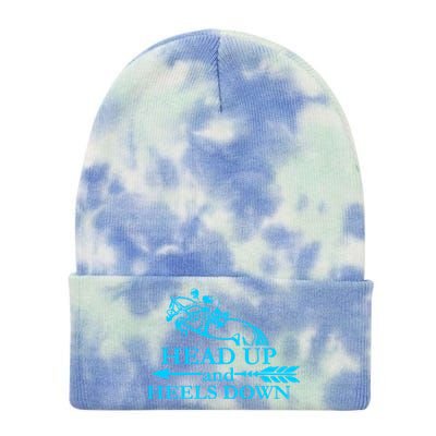 Head Up And Heels Down Horse Lover Horseback Gift Great Gift Tie Dye 12in Knit Beanie