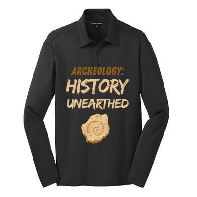 History Unearthed Archeologist Dig Archeology Silk Touch Performance Long Sleeve Polo