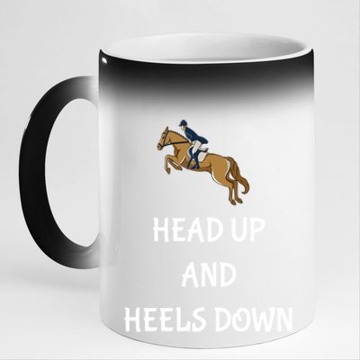 Head Up And Heels Down Horseback Riding Gift 11oz Black Color Changing Mug