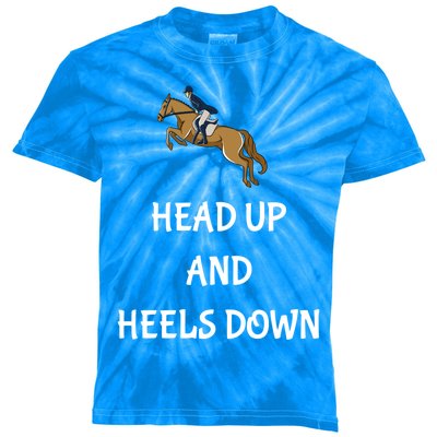 Head Up And Heels Down Horseback Riding Gift Kids Tie-Dye T-Shirt