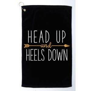 Head Up And Heels Down Funny Horse Horseback Riding Gift Platinum Collection Golf Towel