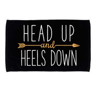 Head Up And Heels Down Funny Horse Horseback Riding Gift Microfiber Hand Towel