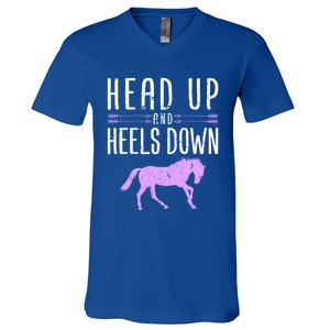 Head Up And Heels Down Horseback Riding Horse Lover Gift V-Neck T-Shirt