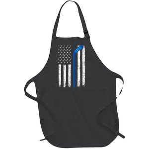 Hockey USA American Flag Patriotic Hockey Player, Family Full-Length Apron With Pockets