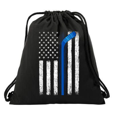 Hockey USA American Flag Patriotic Hockey Player, Family Drawstring Bag