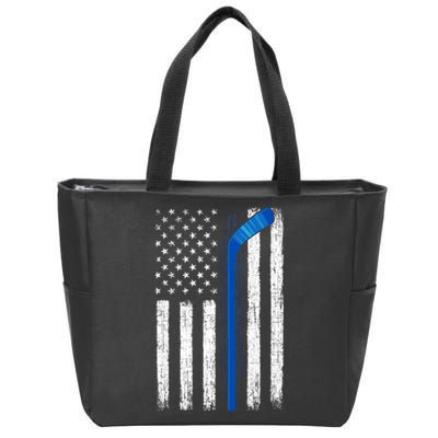 Hockey USA American Flag Patriotic Hockey Player, Family Zip Tote Bag