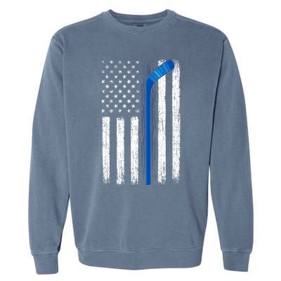 Hockey USA American Flag Patriotic Hockey Player, Family Garment-Dyed Sweatshirt