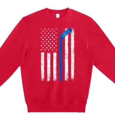 Hockey USA American Flag Patriotic Hockey Player, Family Premium Crewneck Sweatshirt