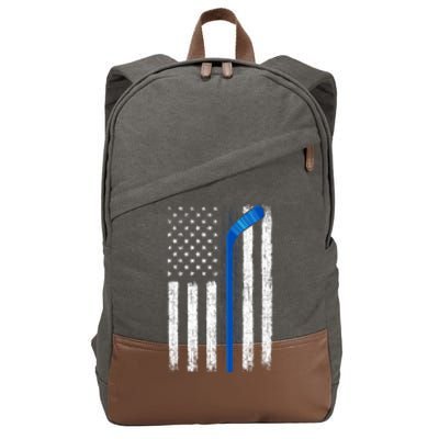 Hockey USA American Flag Patriotic Hockey Player, Family Cotton Canvas Backpack