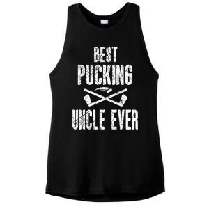 Hockey Uncle Best Pucking Uncle Ever Hockey Fan Gift Ladies PosiCharge Tri-Blend Wicking Tank