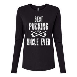 Hockey Uncle Best Pucking Uncle Ever Hockey Fan Gift Womens Cotton Relaxed Long Sleeve T-Shirt