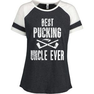 Hockey Uncle Best Pucking Uncle Ever Hockey Fan Gift Enza Ladies Jersey Colorblock Tee