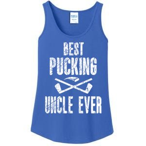 Hockey Uncle Best Pucking Uncle Ever Hockey Fan Gift Ladies Essential Tank