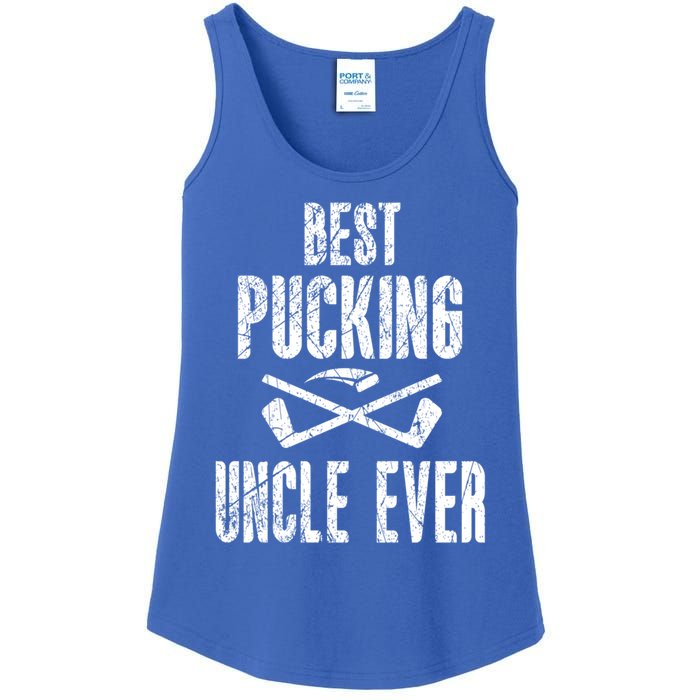 Hockey Uncle Best Pucking Uncle Ever Hockey Fan Gift Ladies Essential Tank