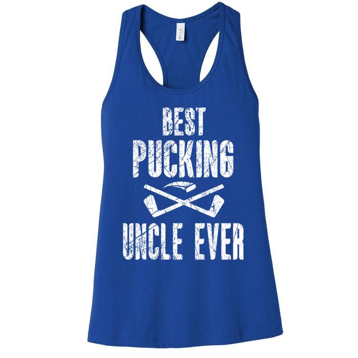 Hockey Uncle Best Pucking Uncle Ever Hockey Fan Gift Women's Racerback Tank