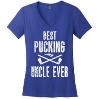 Hockey Uncle Best Pucking Uncle Ever Hockey Fan Gift Women's V-Neck T-Shirt