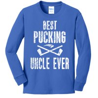 Hockey Uncle Best Pucking Uncle Ever Hockey Fan Gift Kids Long Sleeve Shirt