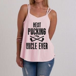 Hockey Uncle Best Pucking Uncle Ever Hockey Fan Gift Women's Strappy Tank