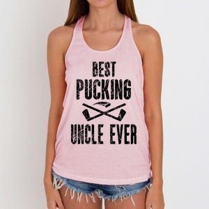 Hockey Uncle Best Pucking Uncle Ever Hockey Fan Gift Women's Knotted Racerback Tank