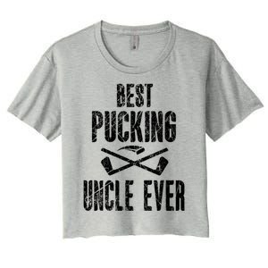 Hockey Uncle Best Pucking Uncle Ever Hockey Fan Gift Women's Crop Top Tee