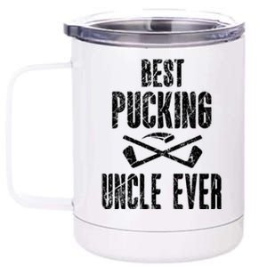 Hockey Uncle Best Pucking Uncle Ever Hockey Fan Gift 12 oz Stainless Steel Tumbler Cup