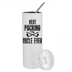 Hockey Uncle Best Pucking Uncle Ever Hockey Fan Gift Stainless Steel Tumbler